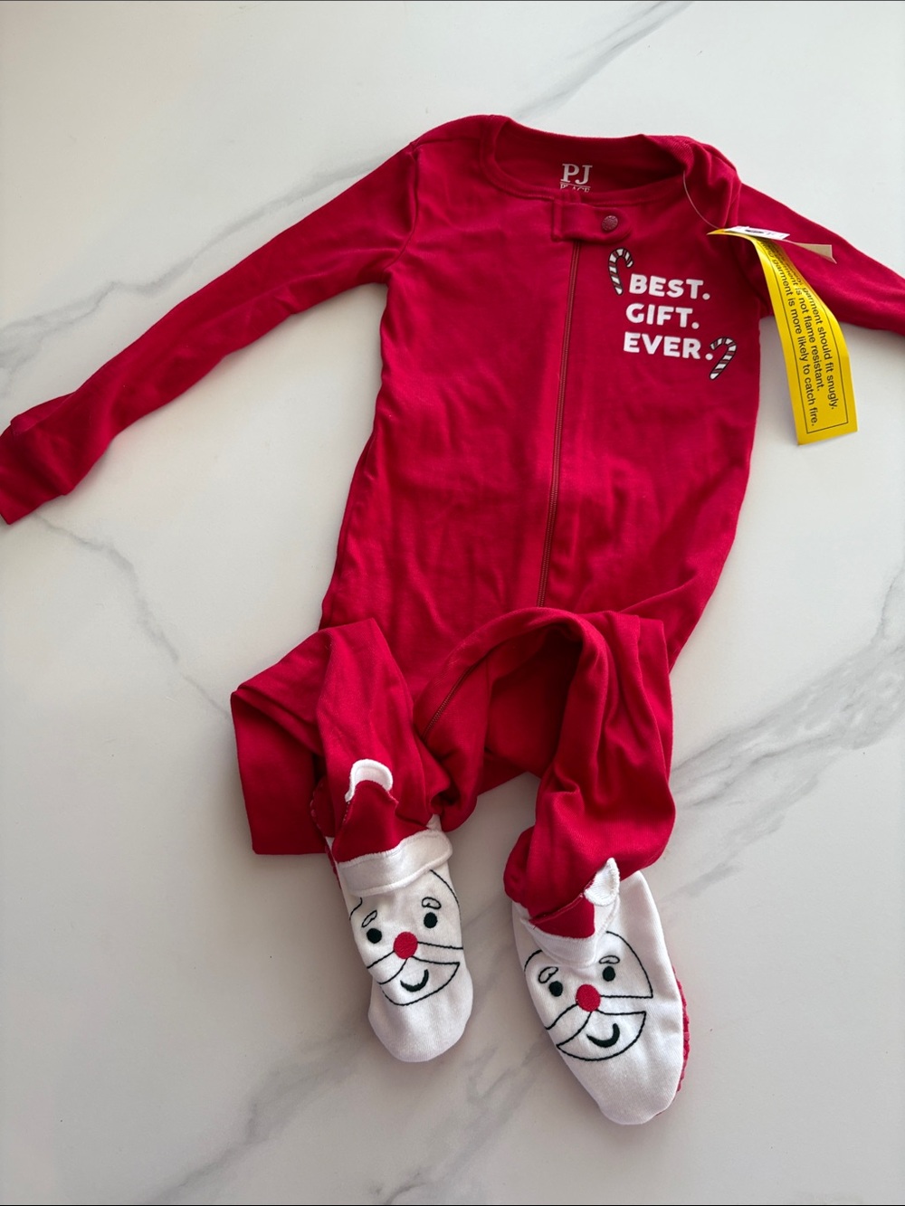 PJ Essentials Red Holiday Footed One-Piece for Kids
